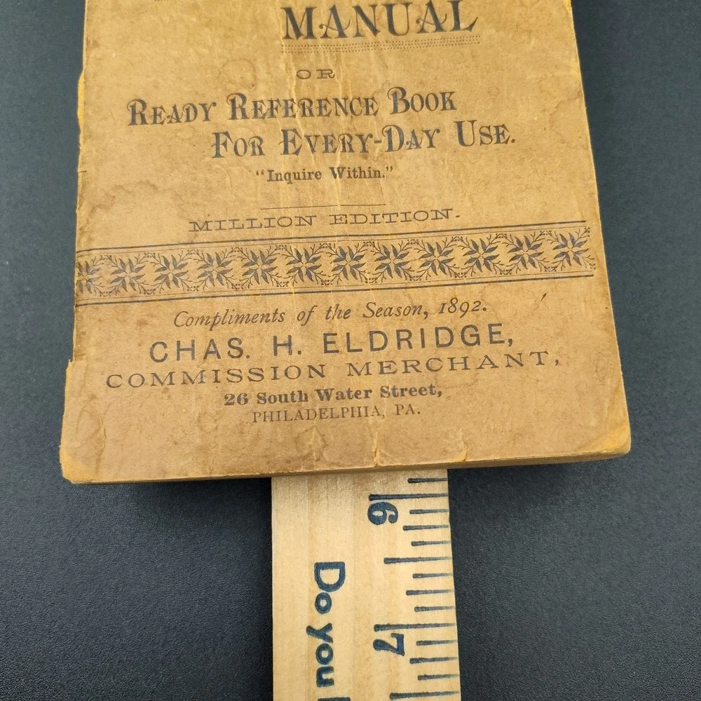1890's Pocket Manual Ready Reference Book Rare VTG PAPERBACK SEE‎ BB33.1GU3303